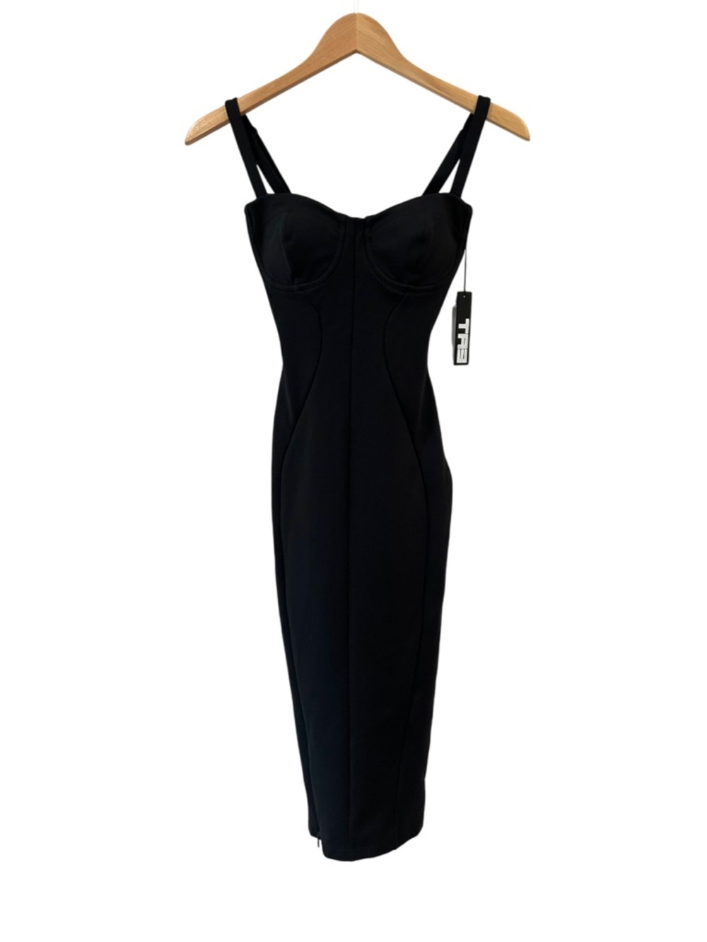 TA3 Lushy Pencil midi Dress XXS Black Corset cinching shaping Bodycon NWT